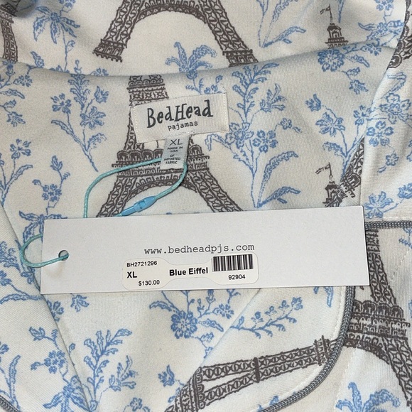 NWT BED HEAD Cream Button Down Short Sleeve Shirt pajama top.  Size XL - Picture 3 of 5